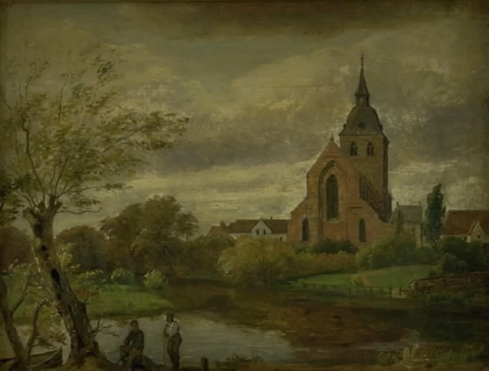 St Knud's Church by the River in Odense. Autumn, by Unknown, 1850