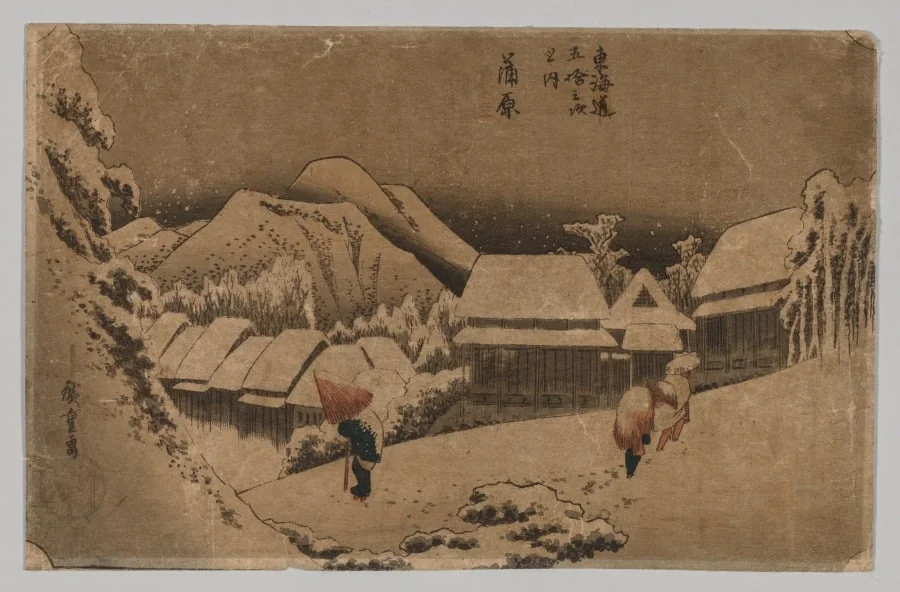Kambara: Evening Snow, by Utagawa Hiroshige, 1828