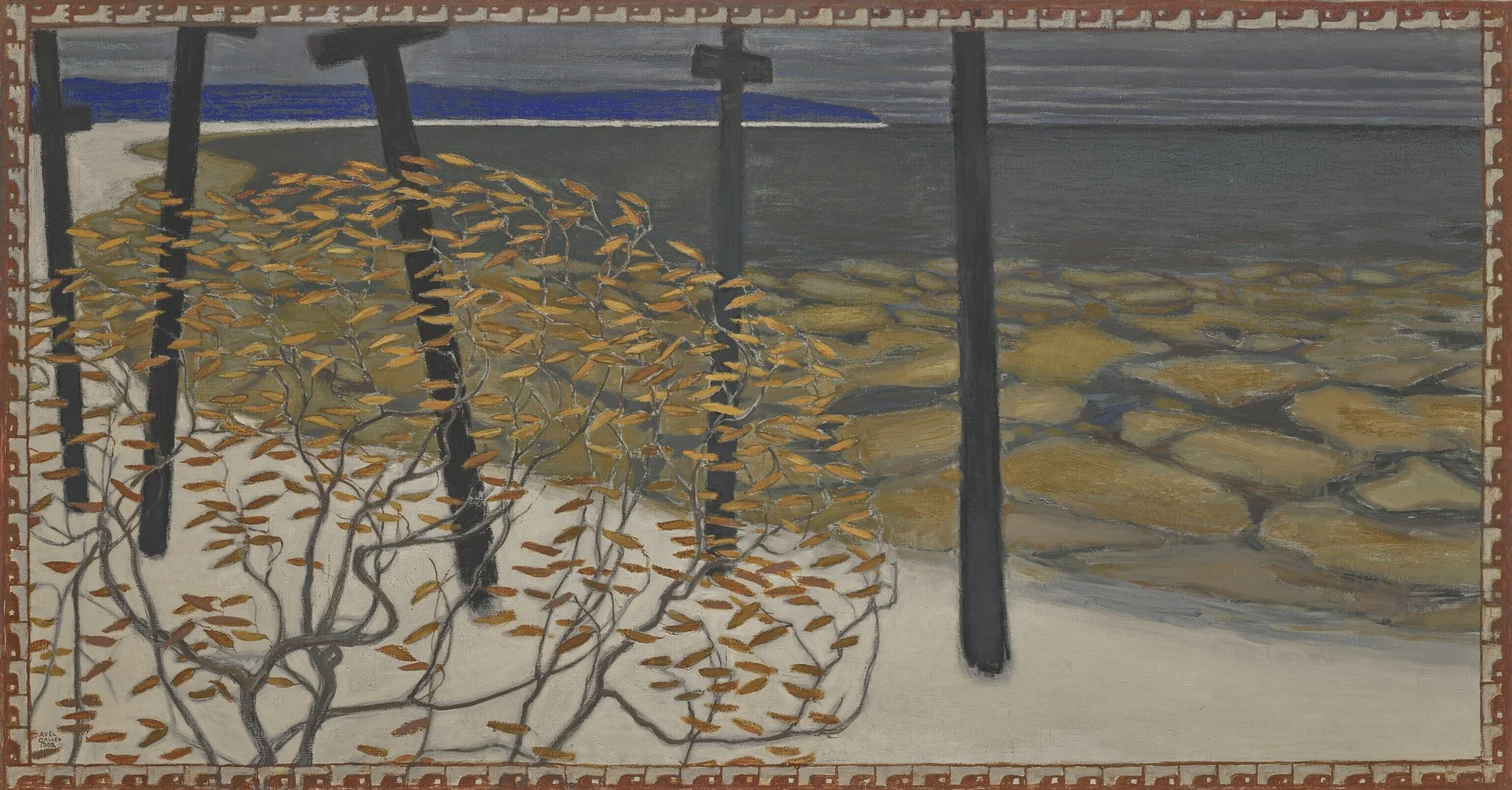 Autumn, the five crosses, by Akseli Gallen-Kallela, oil, 1902