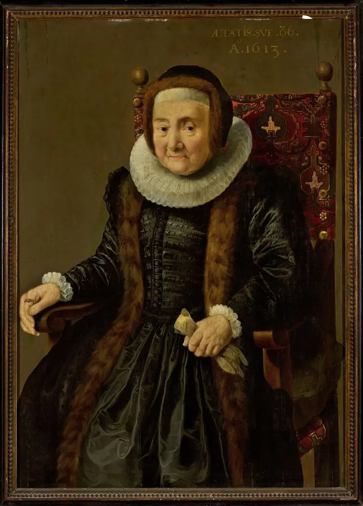 Portrait of an old woman in an armchair
