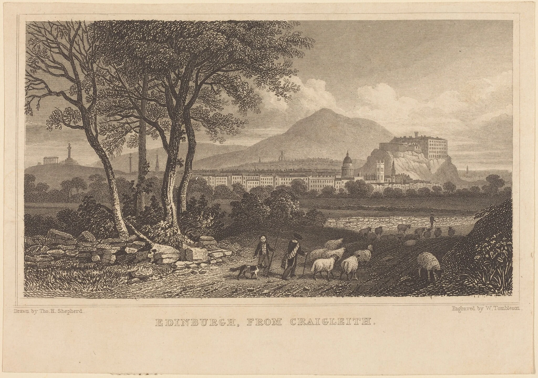 Edinburgh, from Craigleith, by William Tombleson, ink, 1835