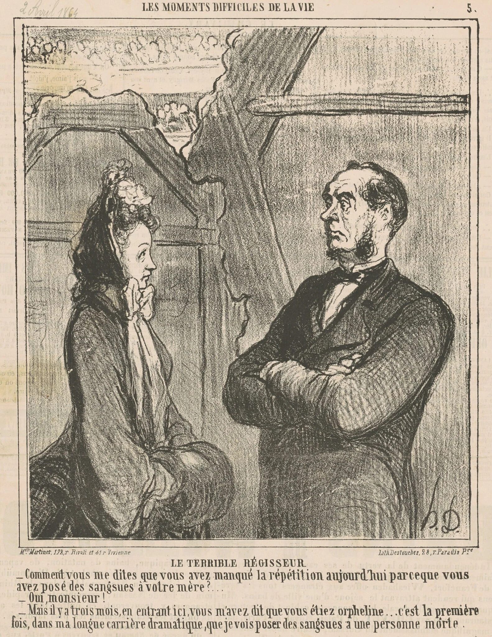 Le terrible régisseur, by Honoré Daumier, ink, 1864