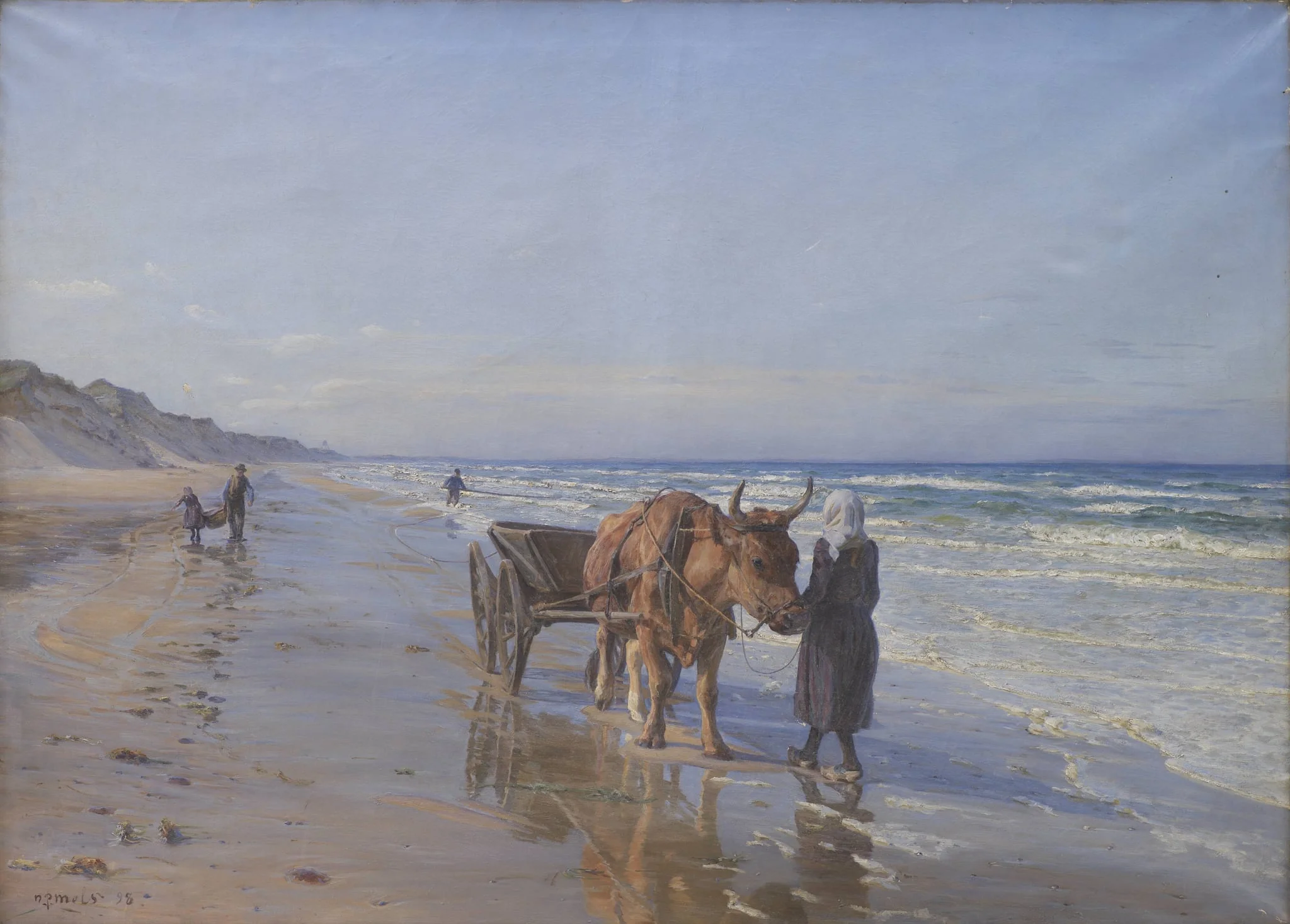 Kystboerne drager vod i landingen, by Unknown, 1898