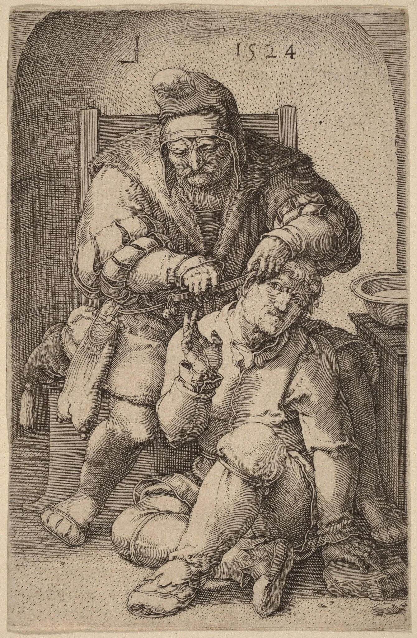 The Surgeon, by Lucas van Leyden, ink, 1524