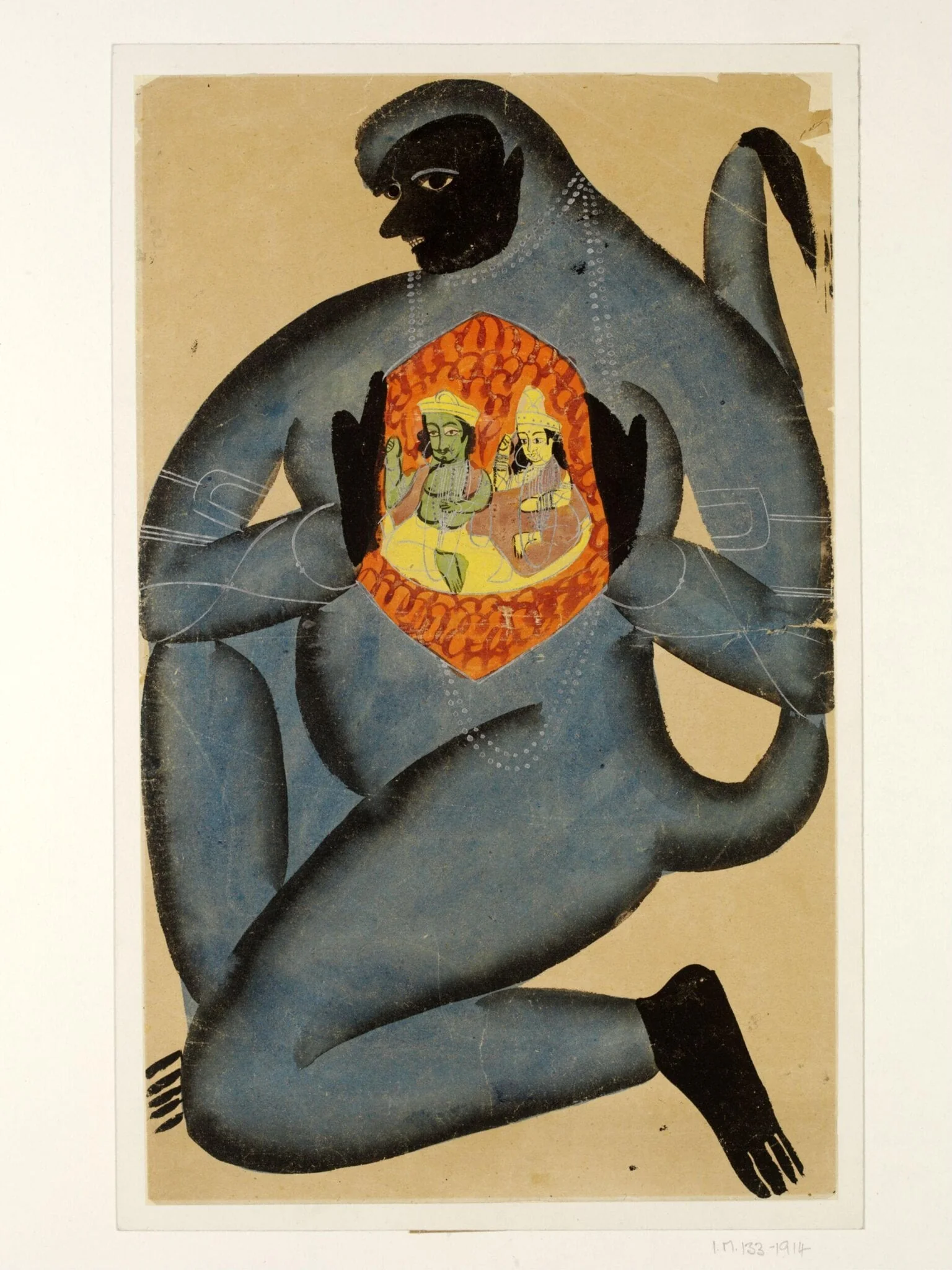 Hanuman, Rama and Sita, by Unknown, paint, 1890