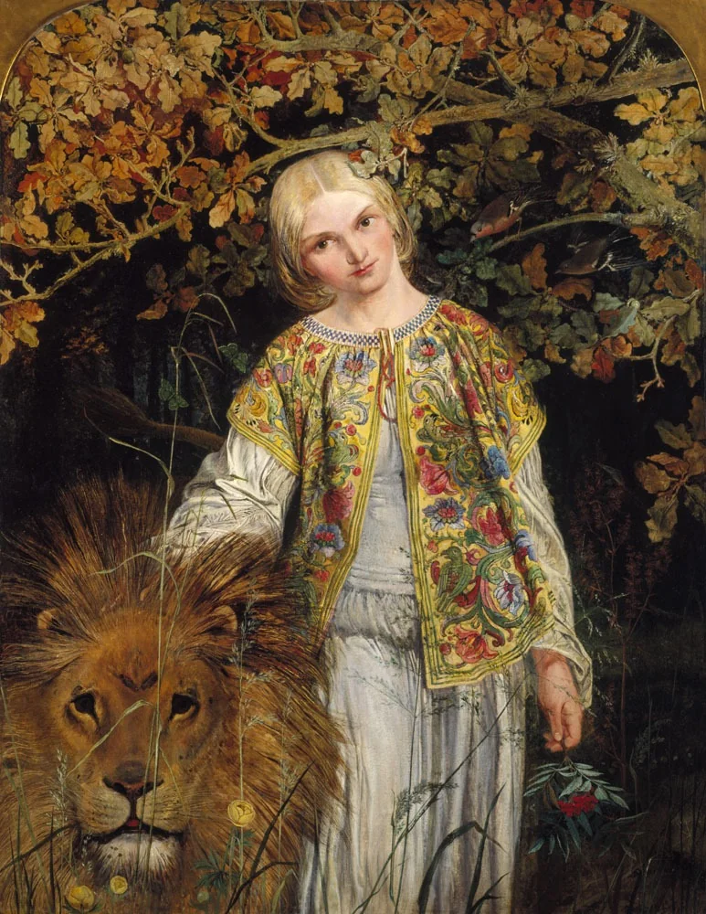 Una and the Lion (from Spenser's 'The Faerie Queene'), by William Bell Scott, oil, 1860