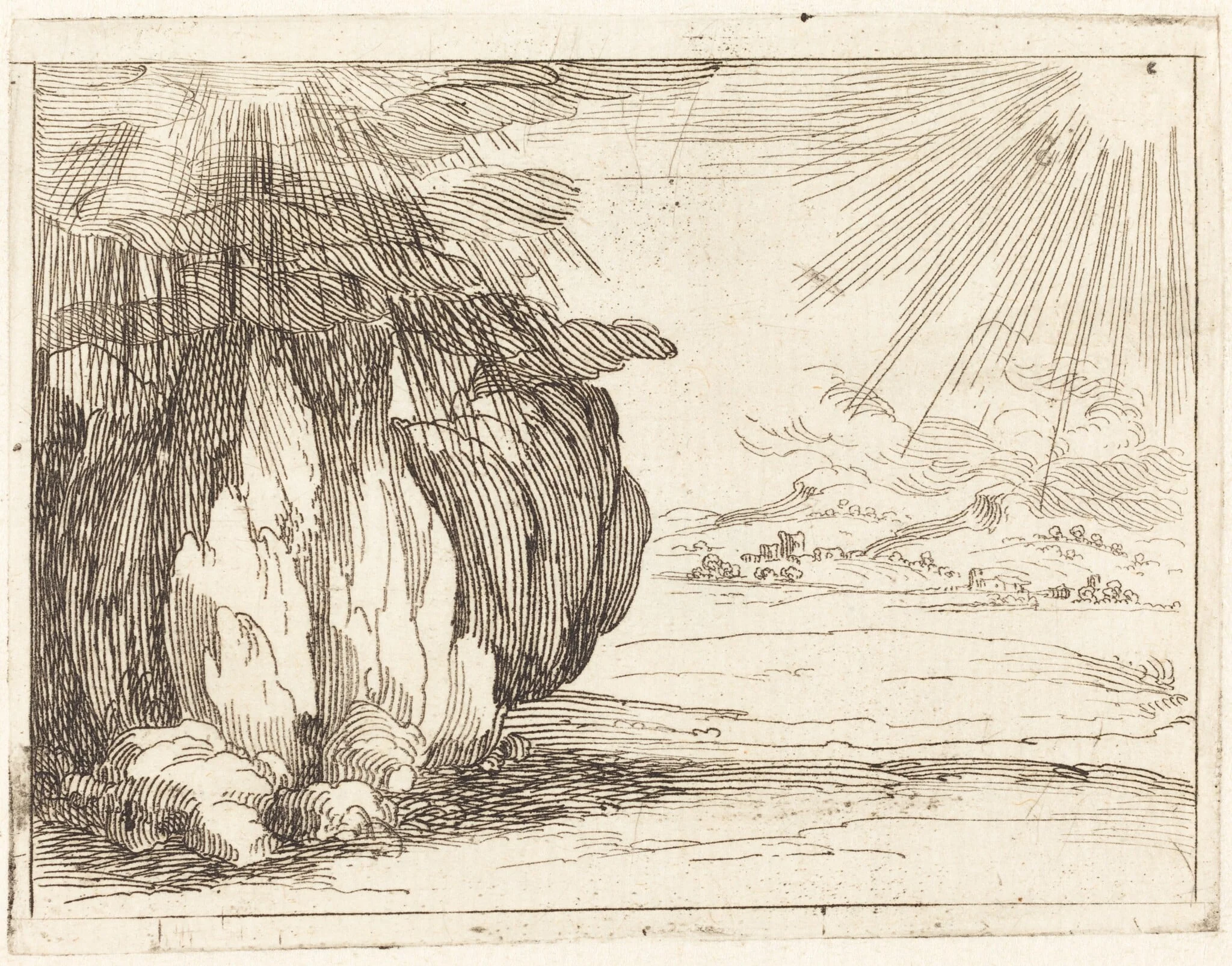 Sun and Rain, by Jacques Callot, ink, 1628
