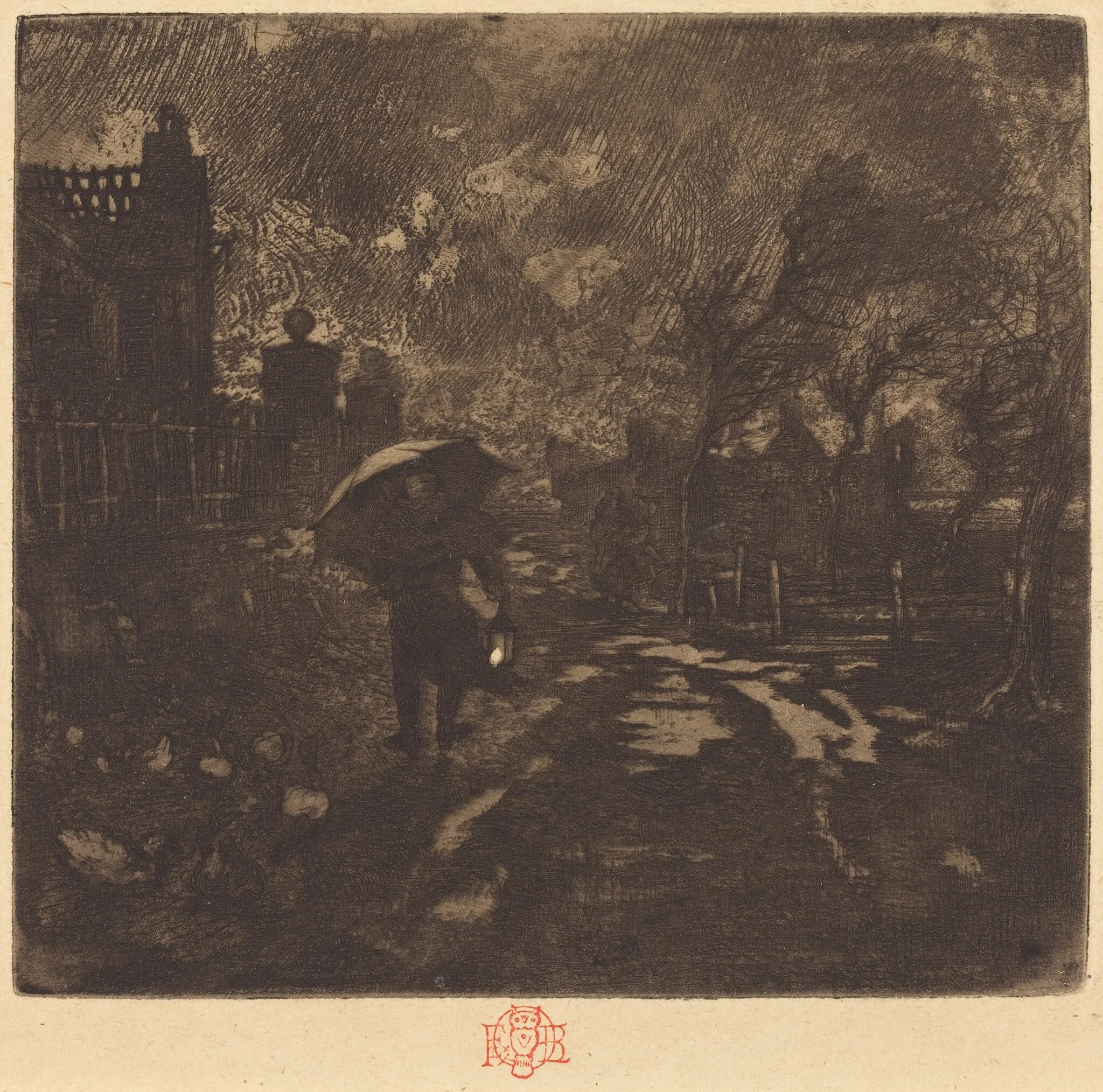 L'Angélus, by Félix-Hilaire Buhot, ink, 1876