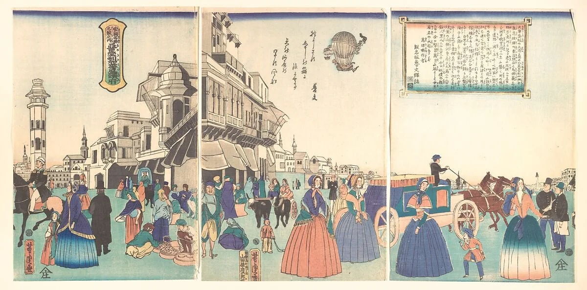 Amerika Washinton fu|City of Washington in America, by Utagawa Yoshitora, ink, 1