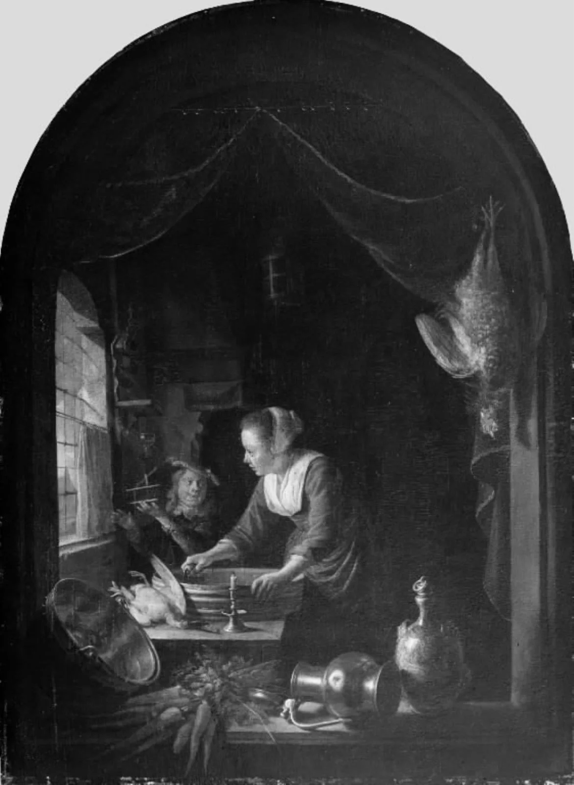 Kitchen Scene, by Unknown, 1645