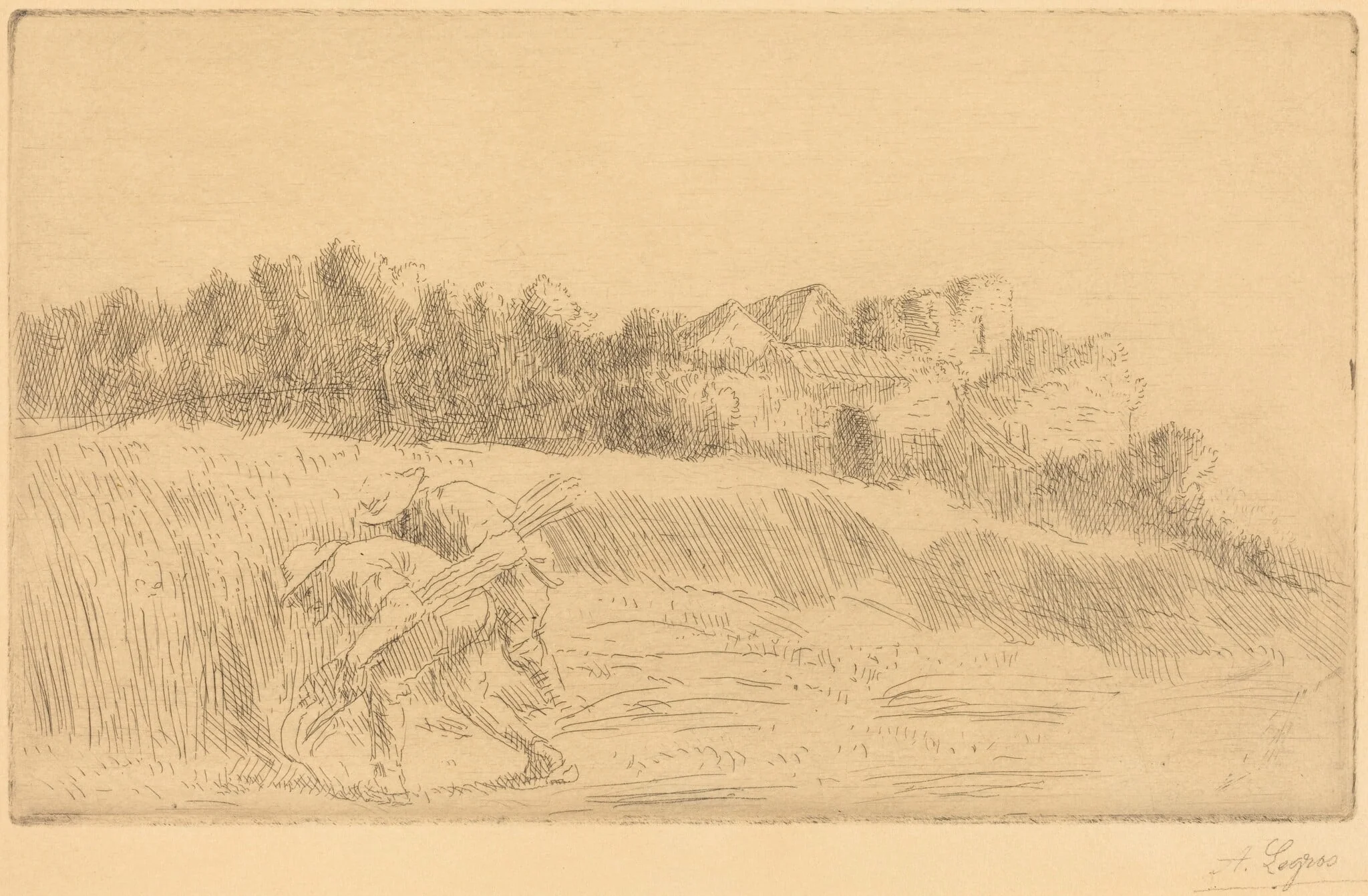 Harvesters (Les moissoneurs), by Alphonse Legros, ink, 1874