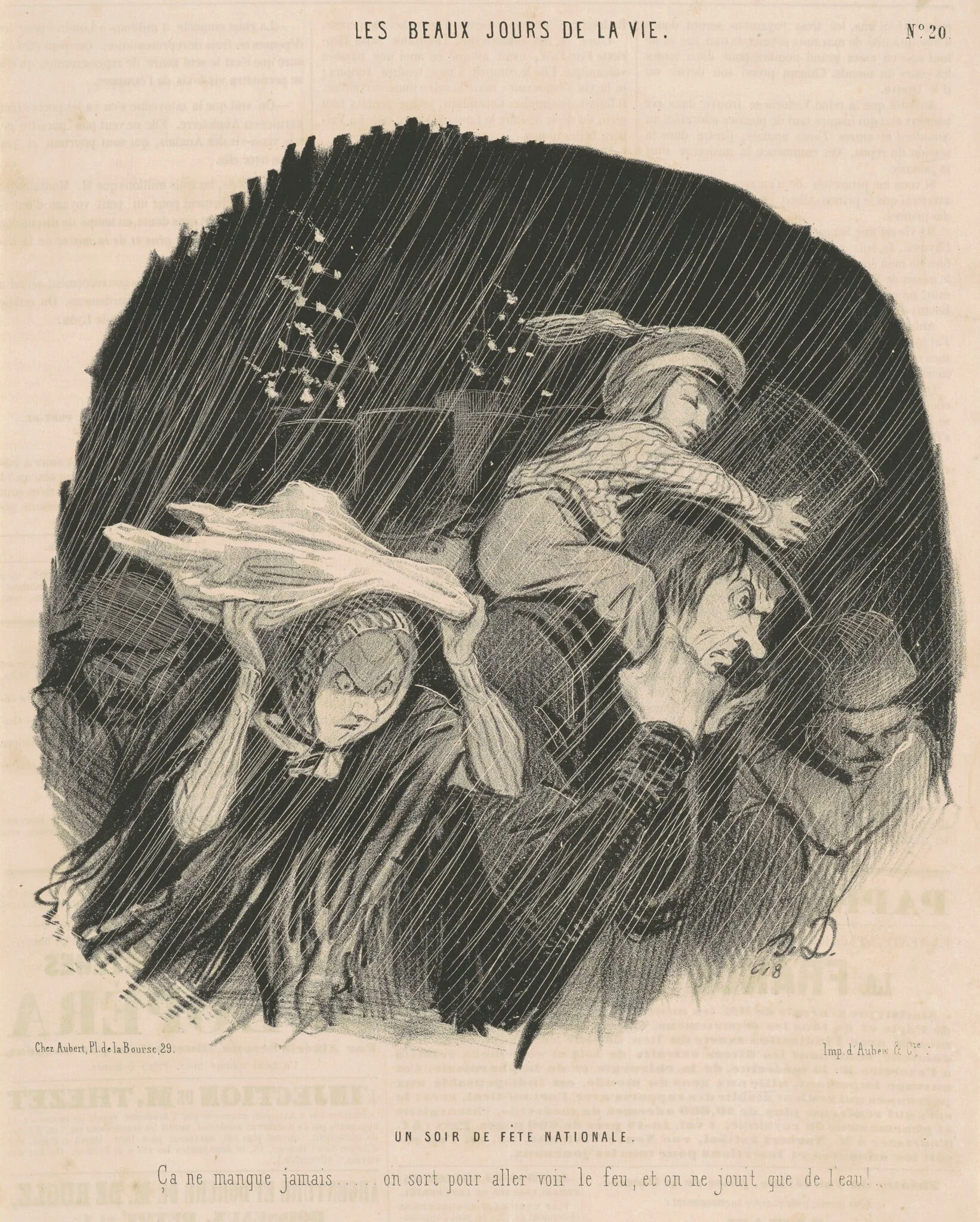 Un soir de fête nationale, by Honoré Daumier, ink, 1844