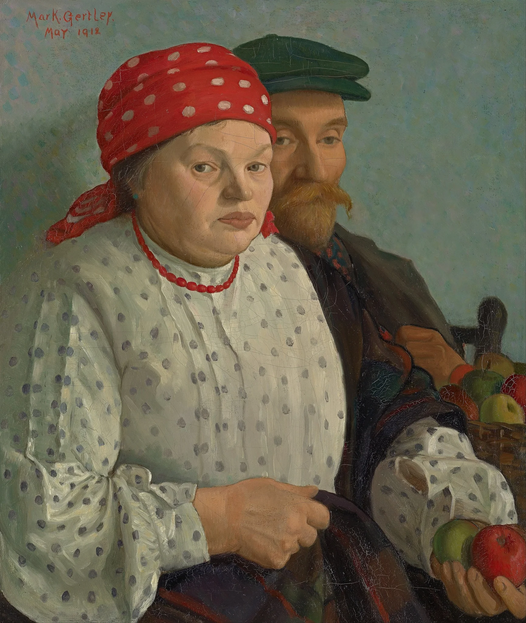 The apple woman and her husband, by Mark Gertler, oil, 1912