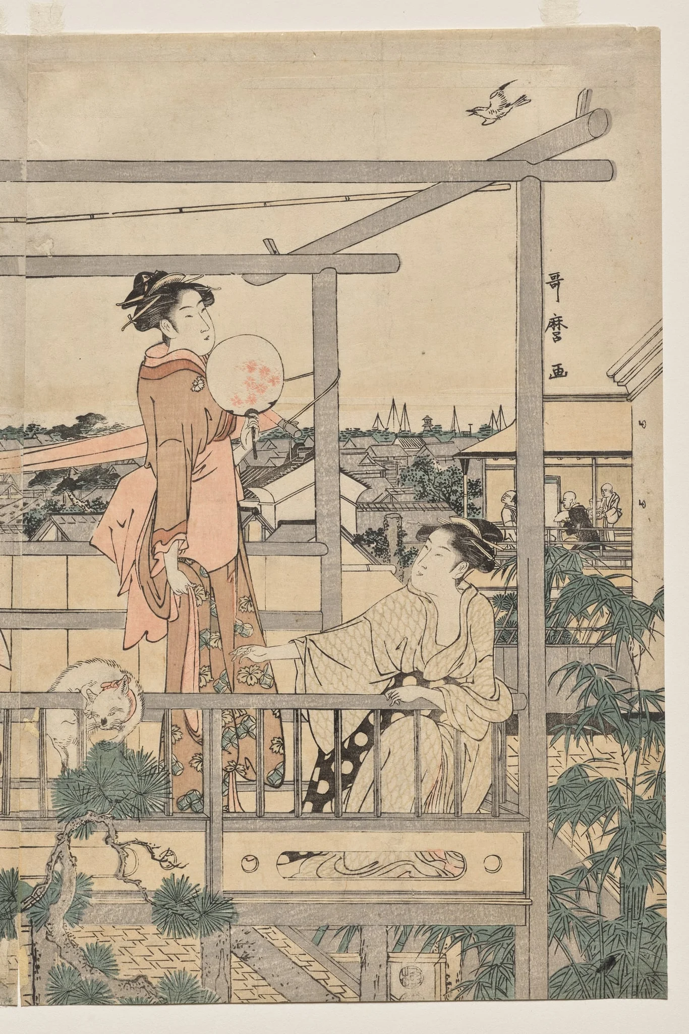 Women Hanging Laundry to Dry on a Balcony, by Kitagawa Utamaro, 1794