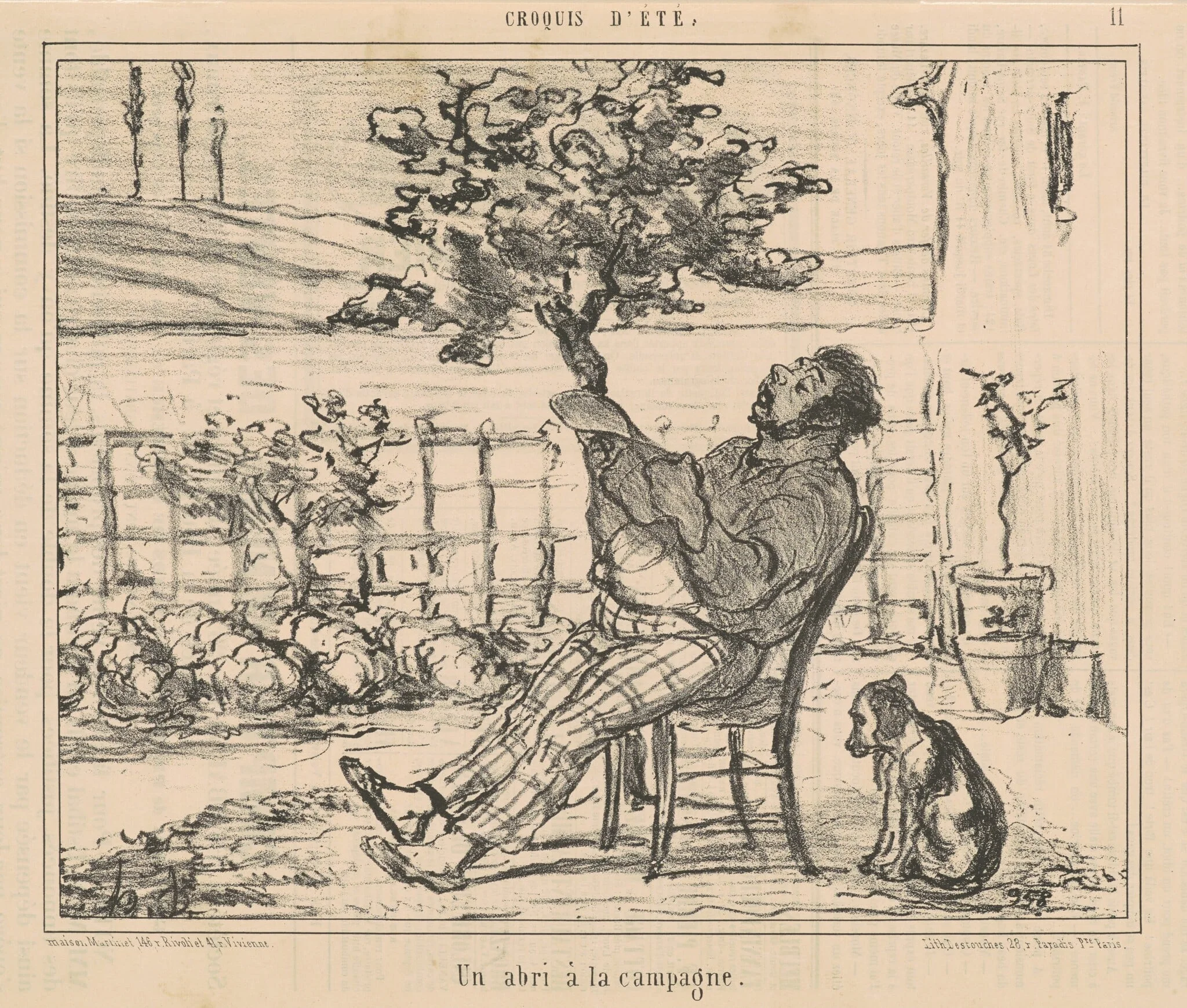 Un abri a la campagne, by Honoré Daumier, ink, 1856