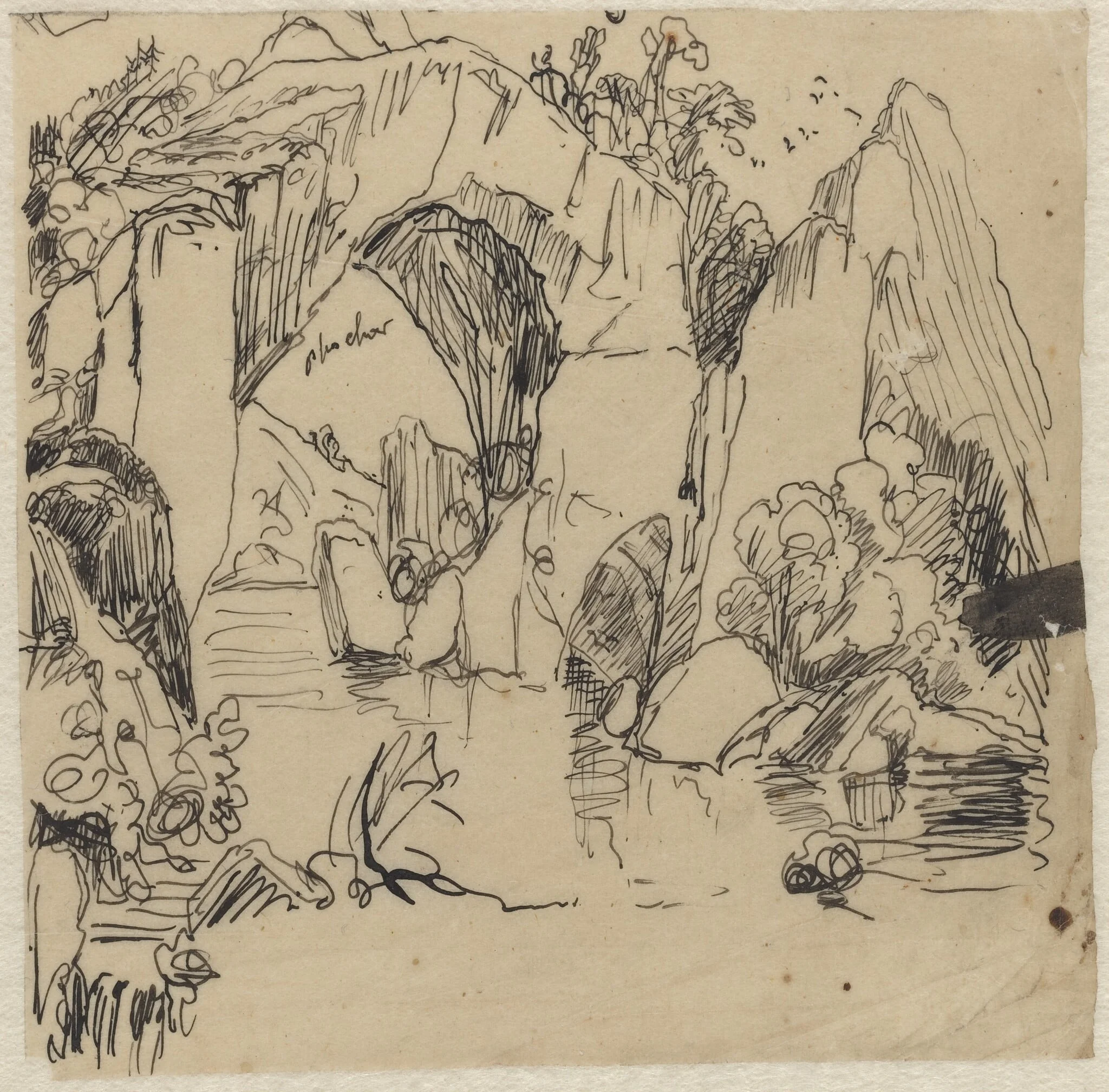 Landscape, by Rodolphe Bresdin, ink, 1858