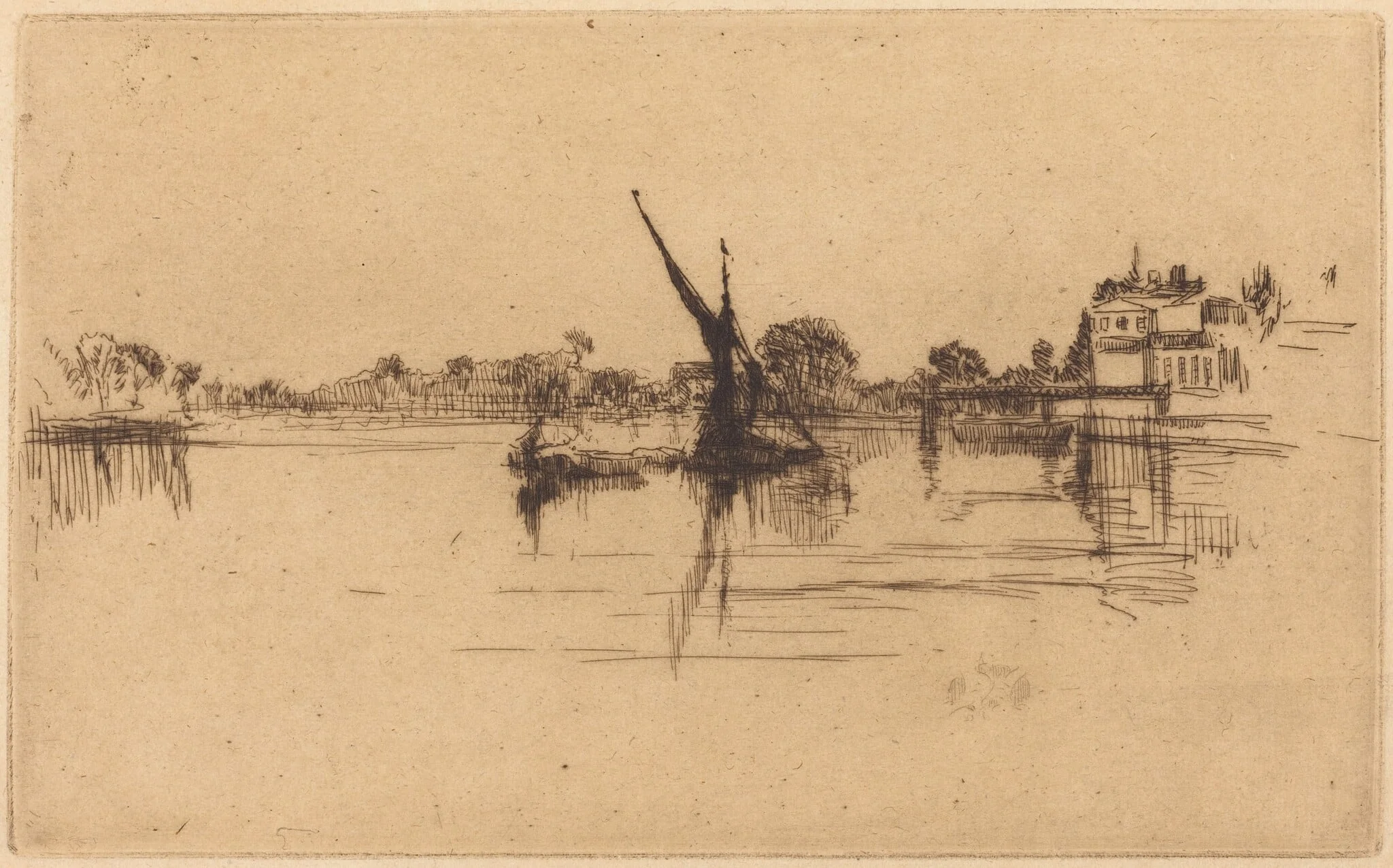 The Little Putney, No.II, by James McNeill Whistler, ink, 1879