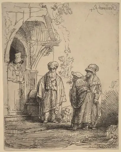 Three Oriental Figures (Jacob and Laban?)