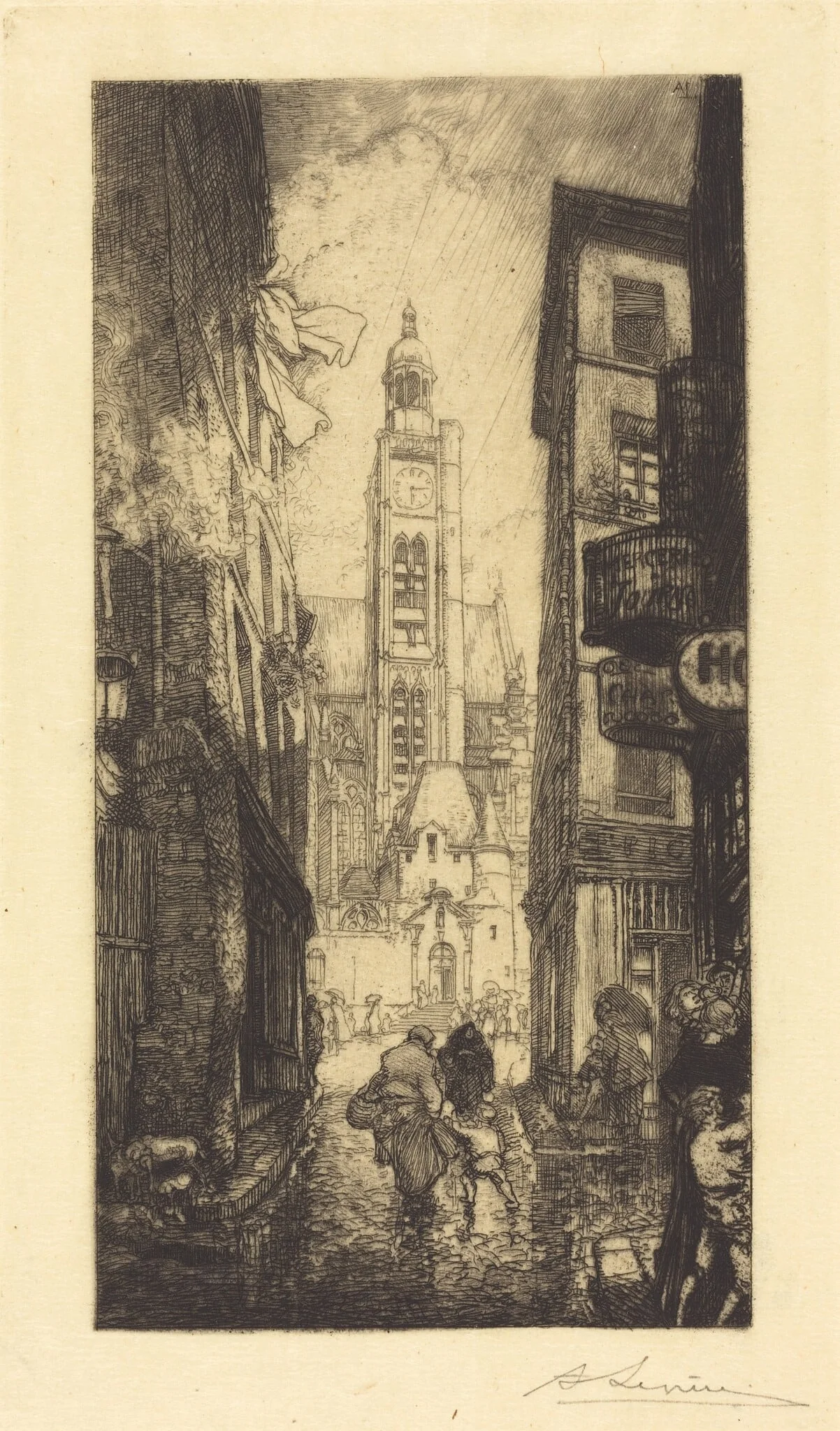 Rue de la Montagne-Sainte-Genevieve, Paris, by Auguste Lepère, ink, 1906