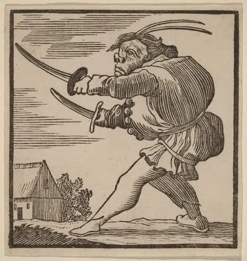 Hunchback Brandishing Two Swords