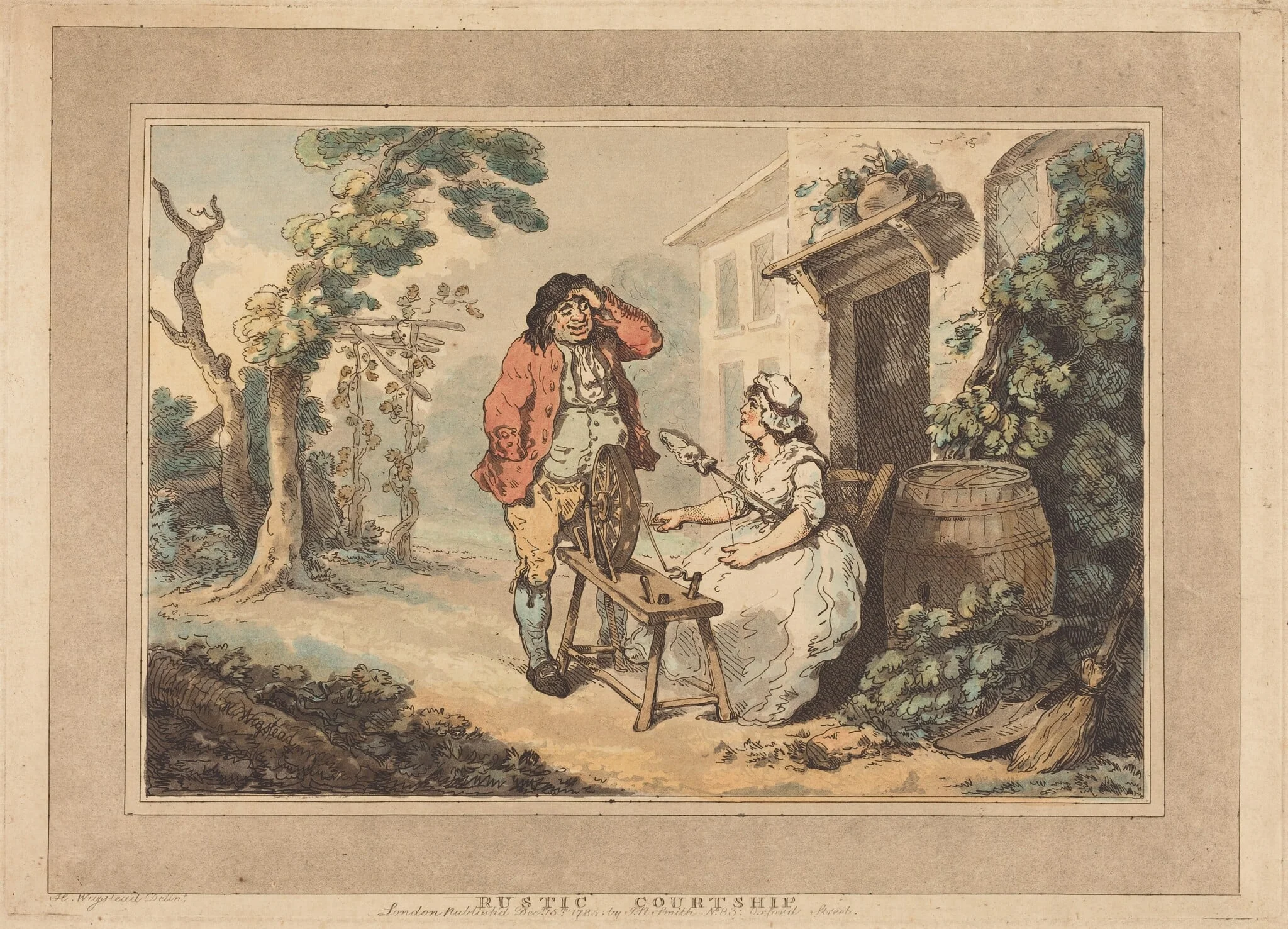 Rustic Courtship, by Thomas Rowlandson, ink, 1785