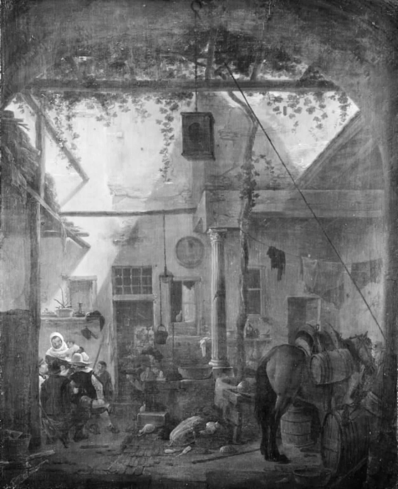 The Yard of an Italian Tavern, by Unknown, 1650