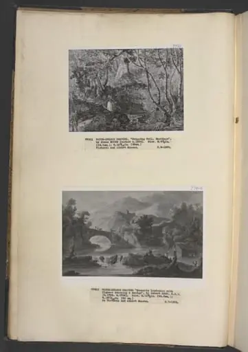 Romantic landscape with figures crossing a bridge