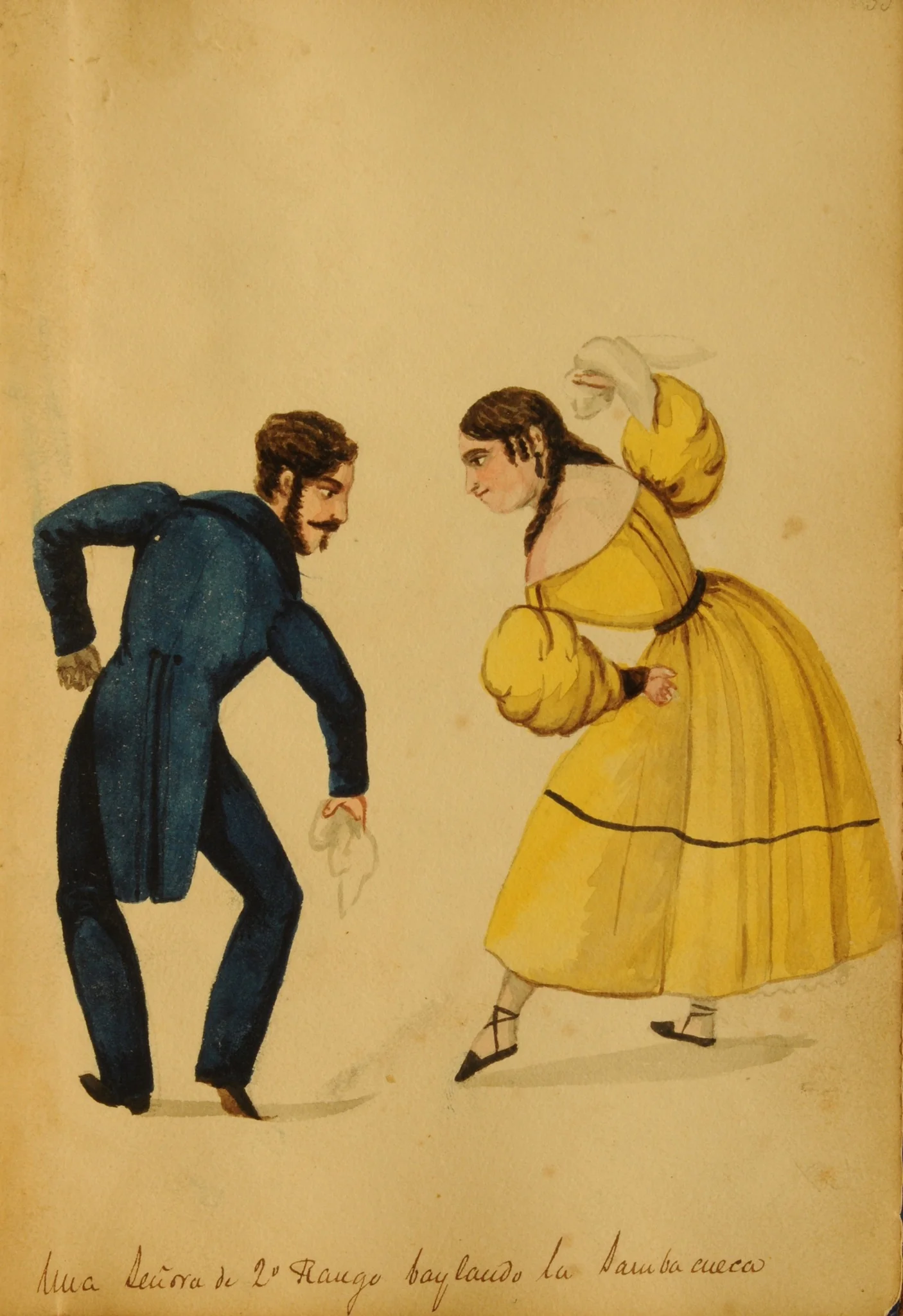 A lady of second rank dancing, by Pancho Fierro, unspecified, 1850