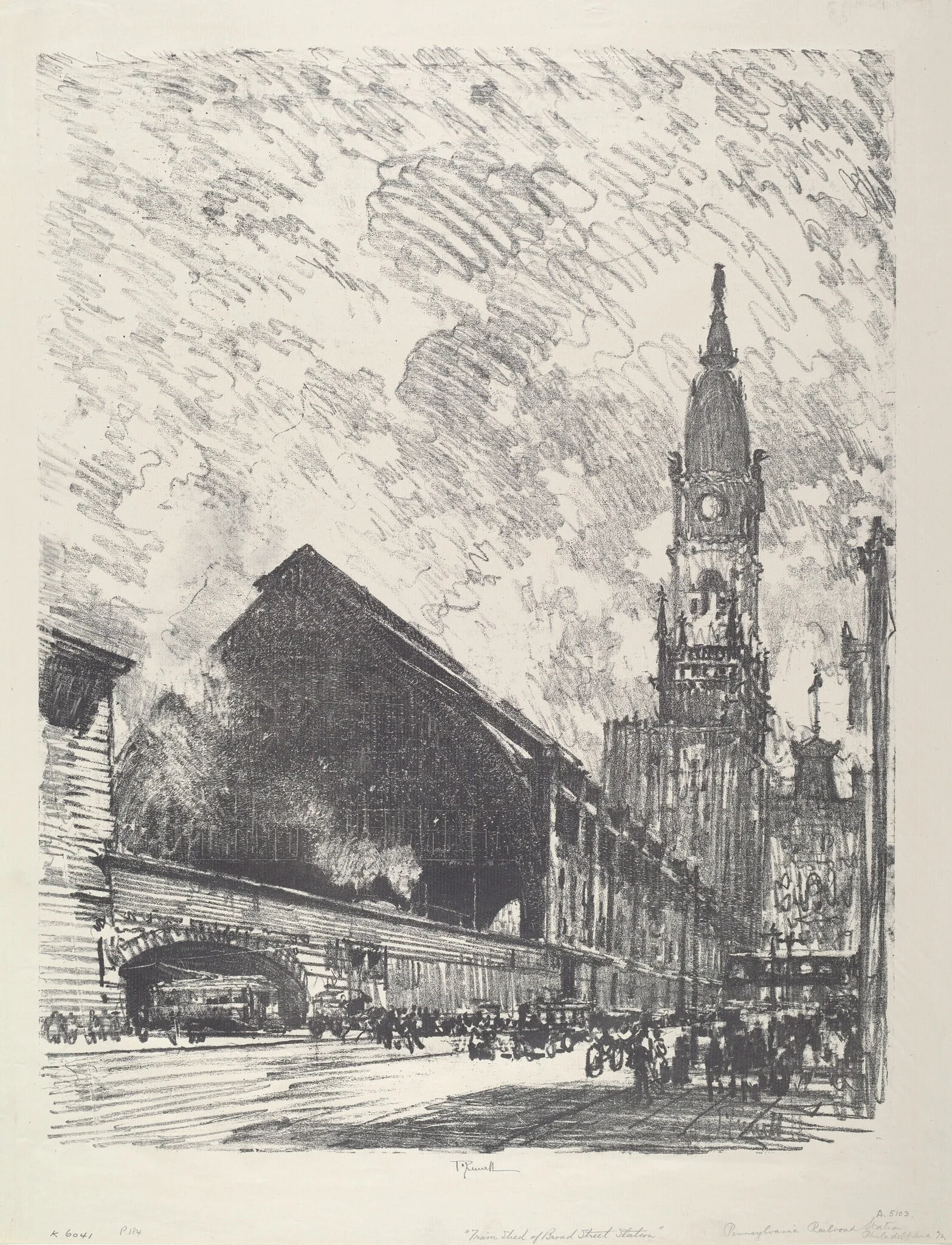 Broad St. Station, by Joseph Pennell, ink, 1912