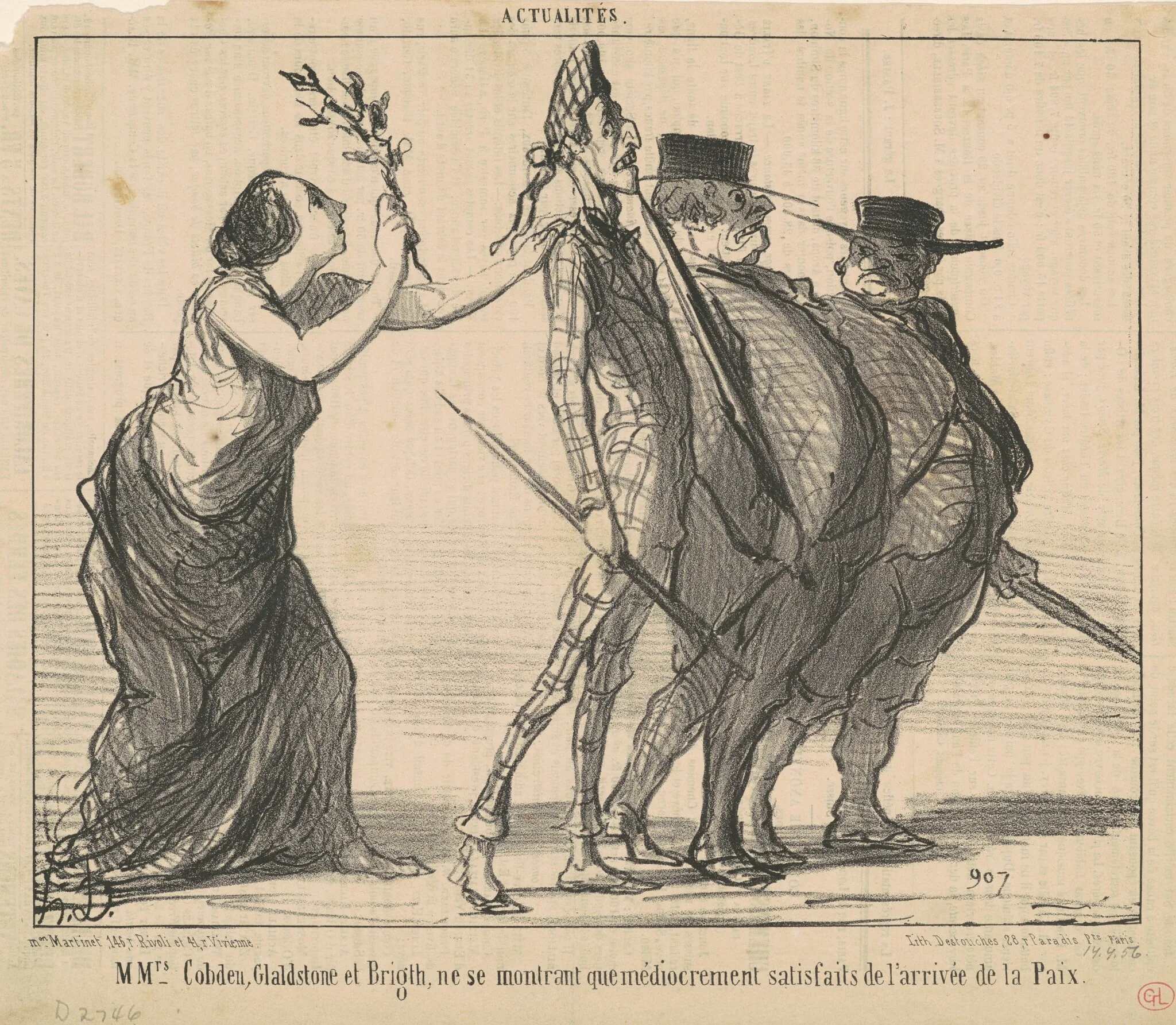 Mmrs. Cobden, Gladsone et Brigth ..., by Honoré Daumier, ink, 1856