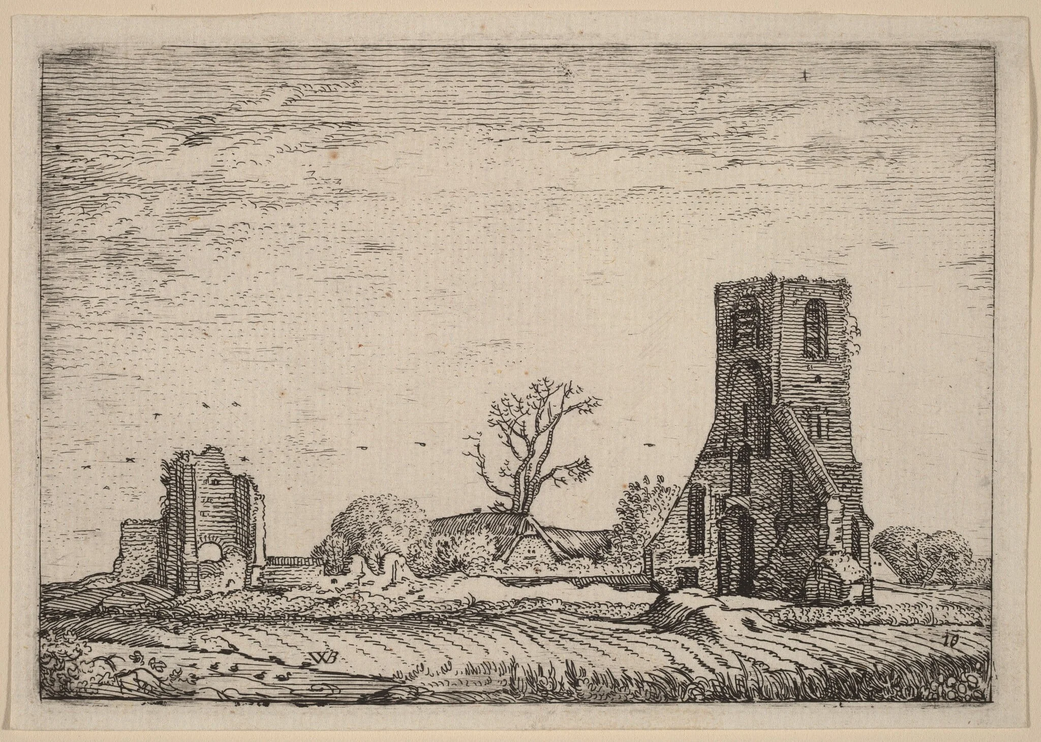 Ruins of a Church (Chapel of Eykenduynen near The Hague), by Willem Buytewech, ink, 1621