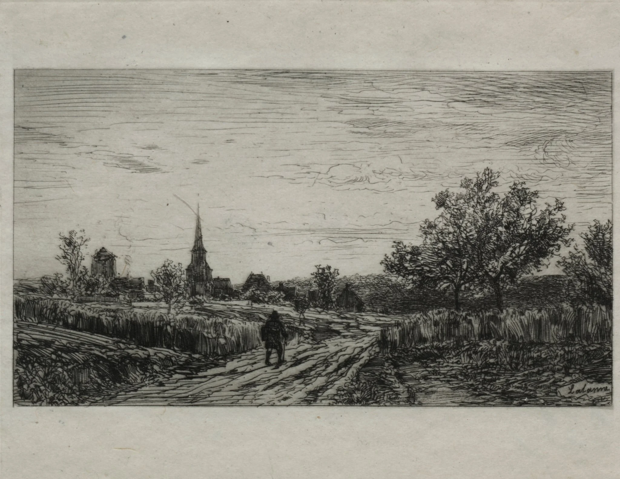 Landscape, Evening (Returning Home), by Maxime Lalanne, 1866