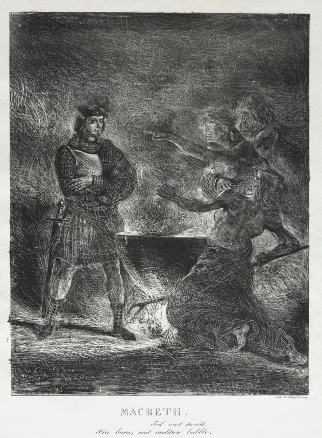 Macbeth Consulting the Witches, by Eugène Delacroix, 1825