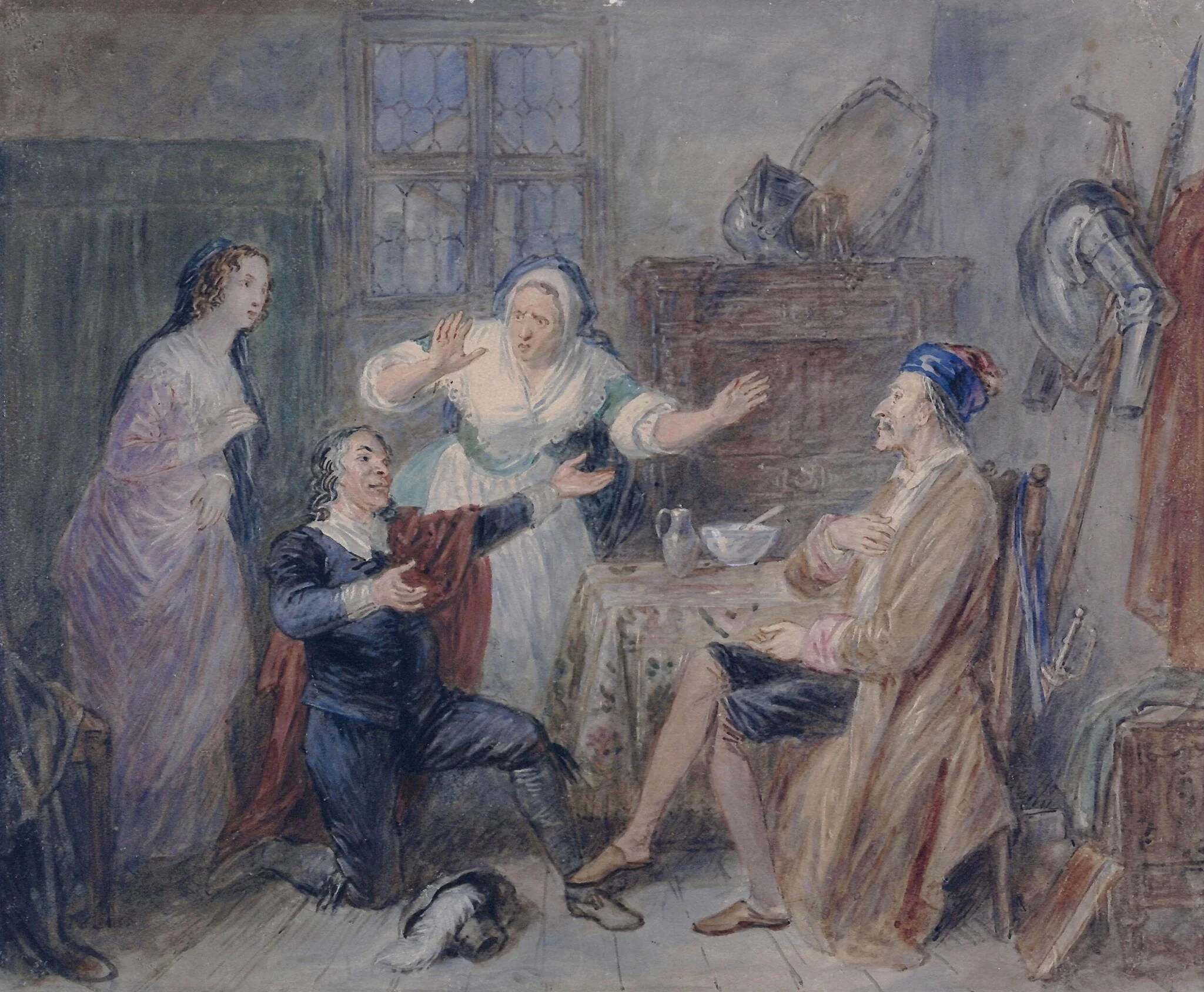 A Scene from Don Quixote, by John Masey Wright, watercolor, 1850