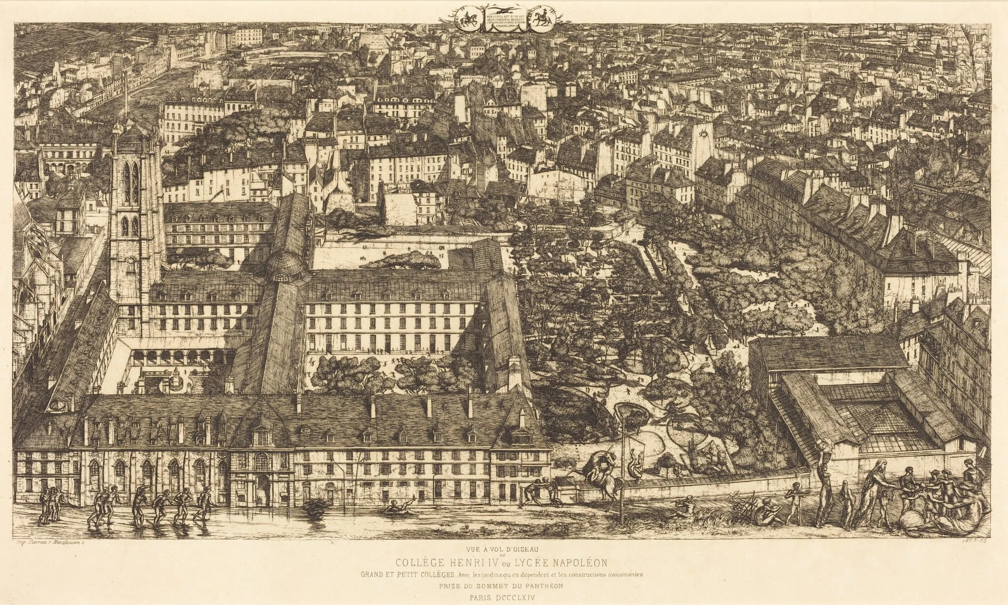 Collège Henri IV, Paris, ou Lycée Napoléon (Henry IV College or Napoleon School), by Charles Meryon, ink, 1864