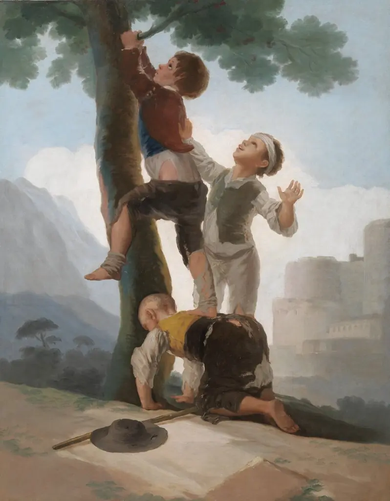 Boys climbing a tree