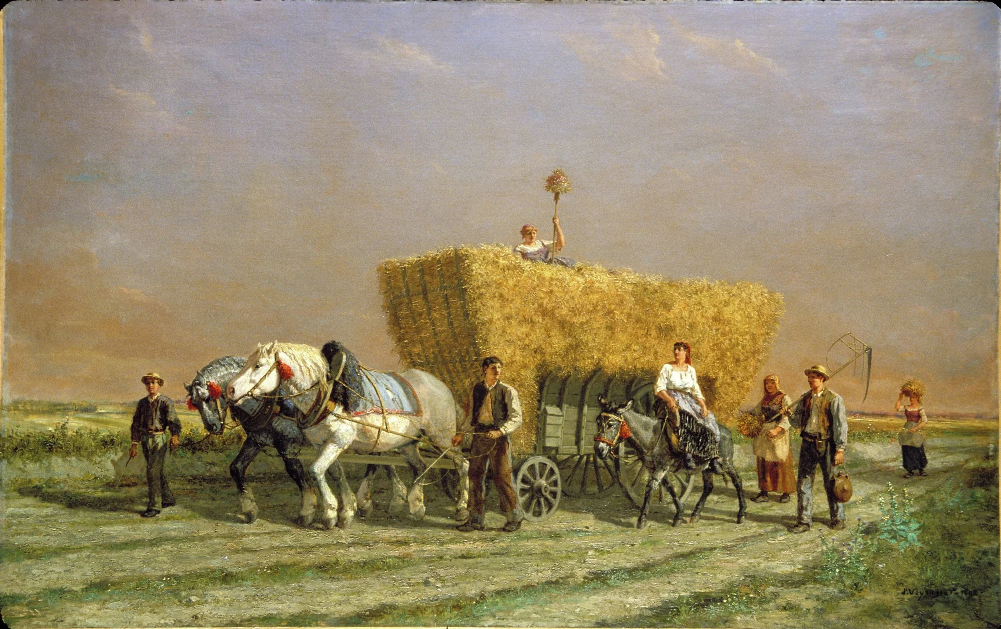 Last Load of Wheat, by Jules Jacques Veyrassat, oil, 1896