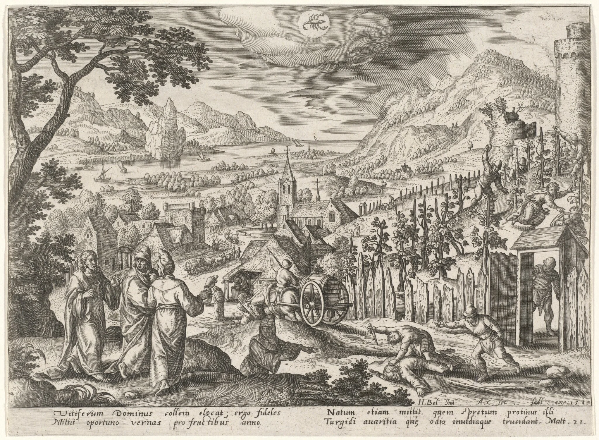 The Parable of the Unjust Husbandmen, by Adriaen Collaert, ink, 1585