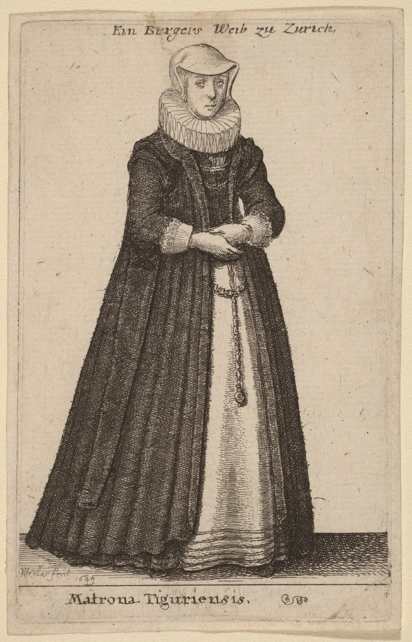 Matrona Tiguriensis, by Wenceslaus Hollar, ink, 1649