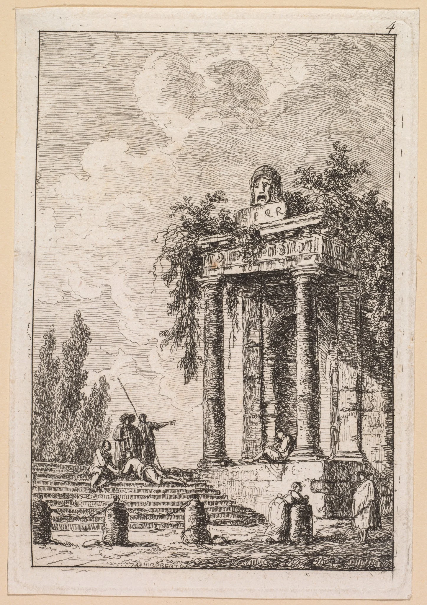 Les Soirées de Rome:  L'Escalier aux quatre bornes, by Hubert Robert, 1763