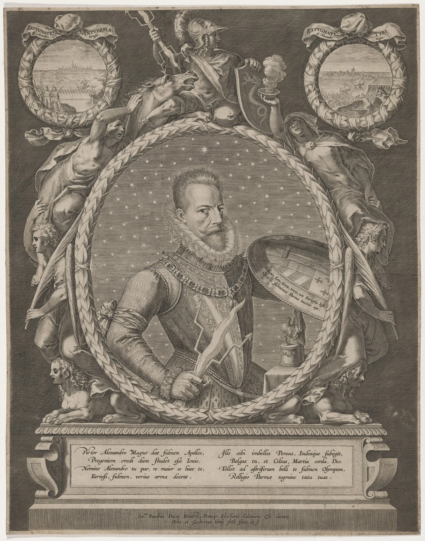 Alexander Farnese, Duke of Parma, by Crispijn van de Passe I, ink, 1601