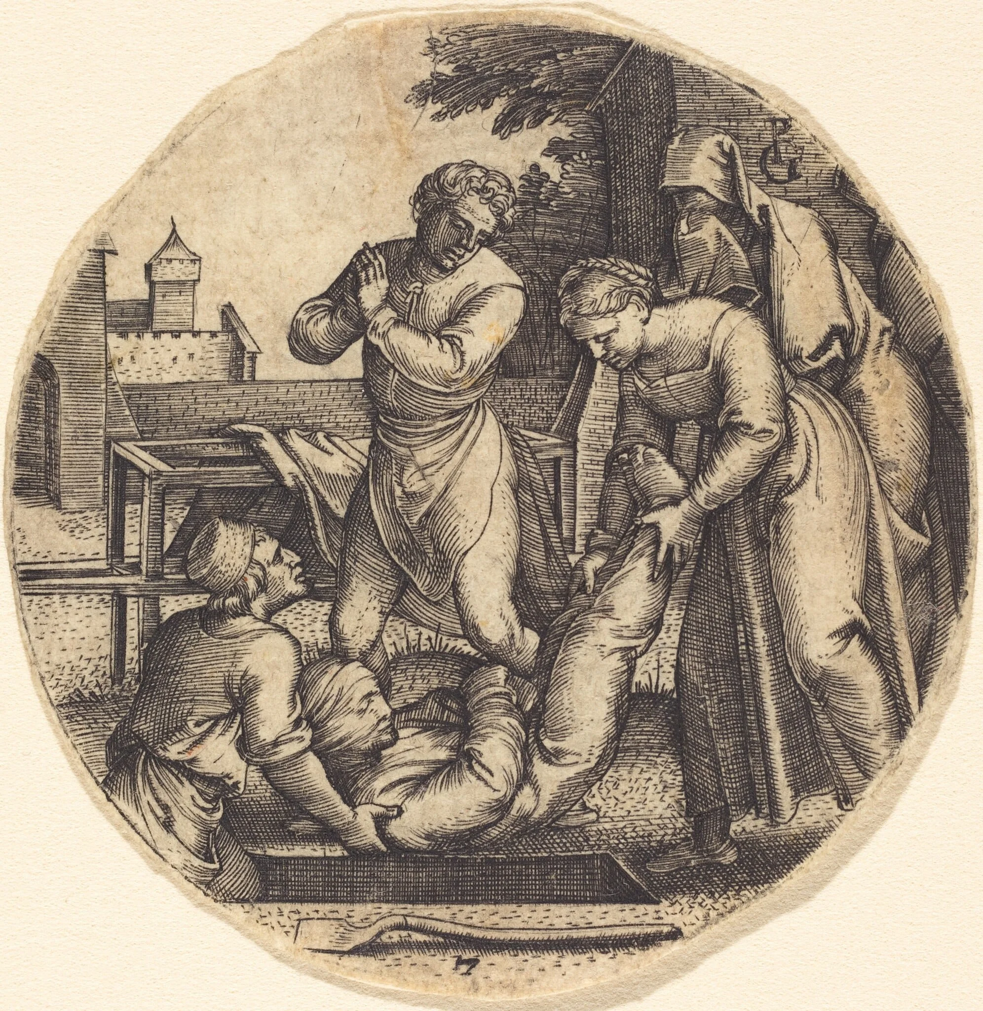 To Bury the Dead, by Georg Pencz, ink, 1525