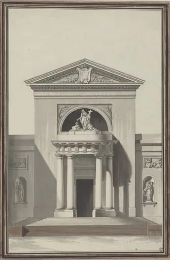Facade for a Church with a Sculpture Representing Faith