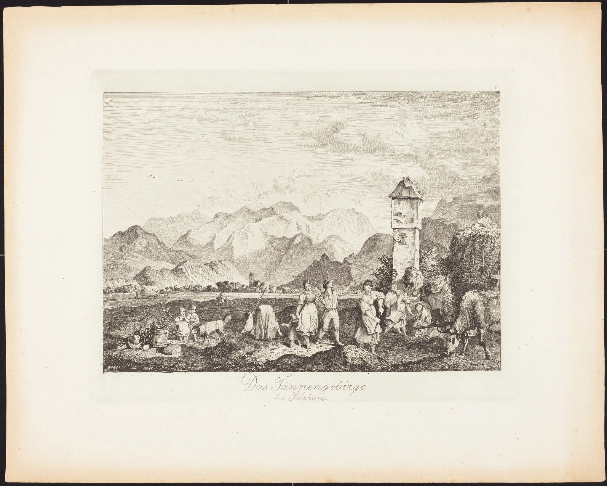 Das Tännengebirge bei Salzburg (The Tännengebirge near Salzburg), by Ludwig Richter, ink, 1830