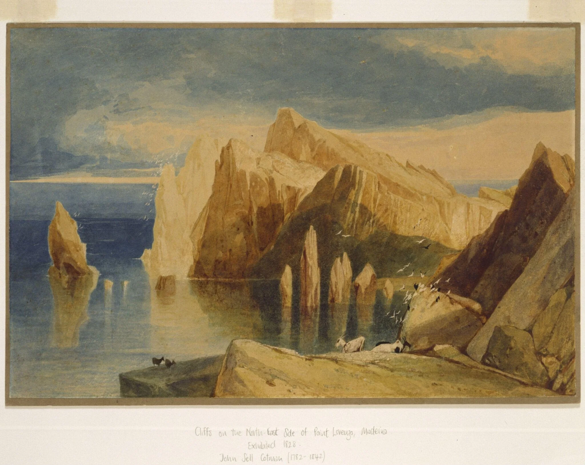 Cliffs on the North-East side of Point Lorenzo, Madeira, by John Sell Cotman, watercolor, 1800