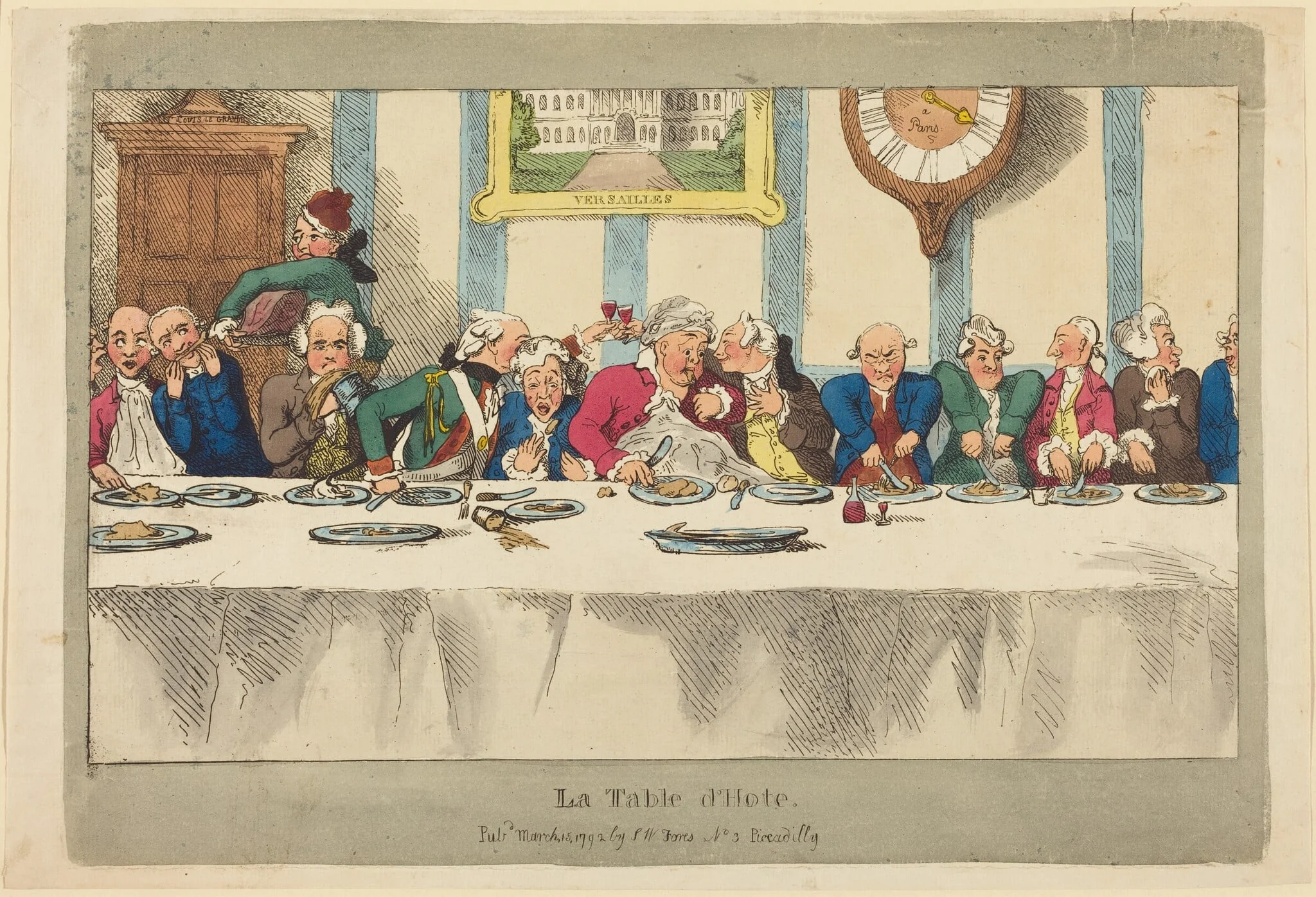 La Table d'Hote, by Thomas Rowlandson, ink, 1792