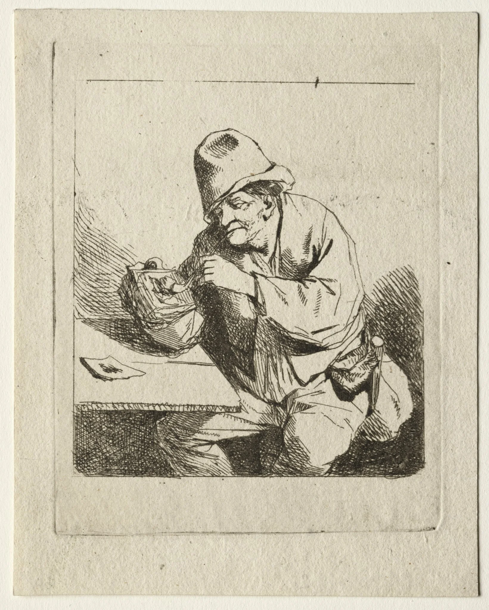 Peasant Lighting his Pipe, by Cornelis Pietersz Bega, 1642