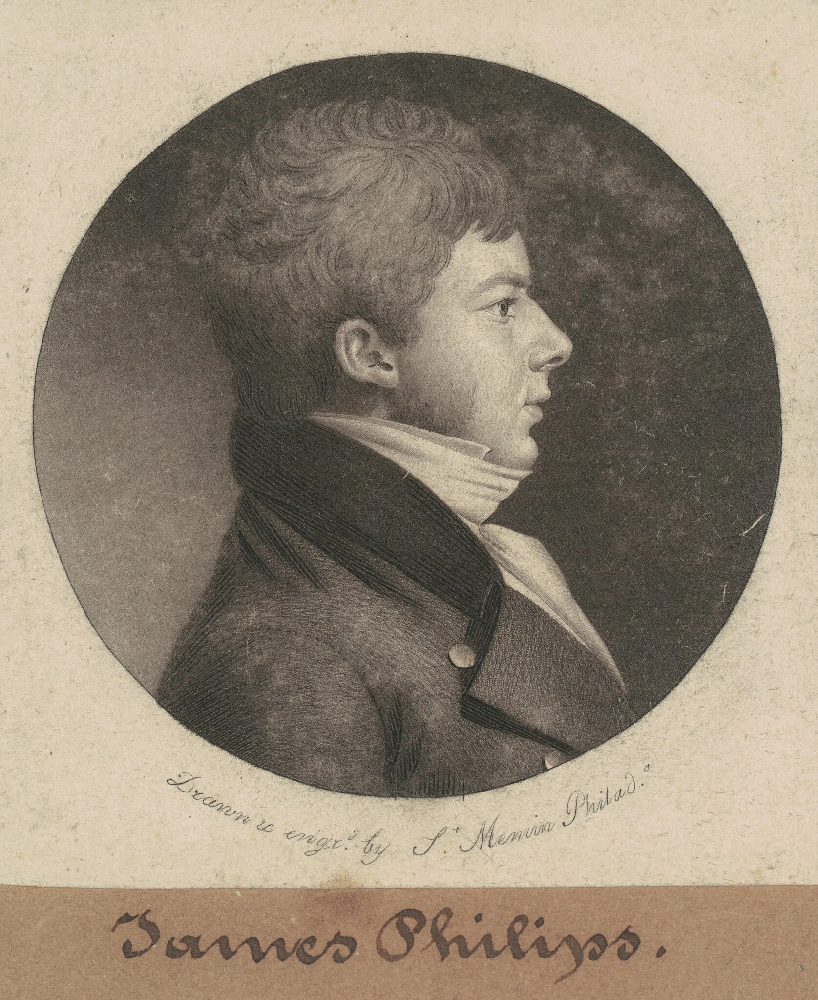 James Philips, by Charles Balthazar Julien Févret de Saint-Mémin, ink, 1802