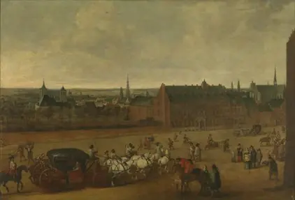 The Count de Bournonville in his carriage in front of his residence in Brussels