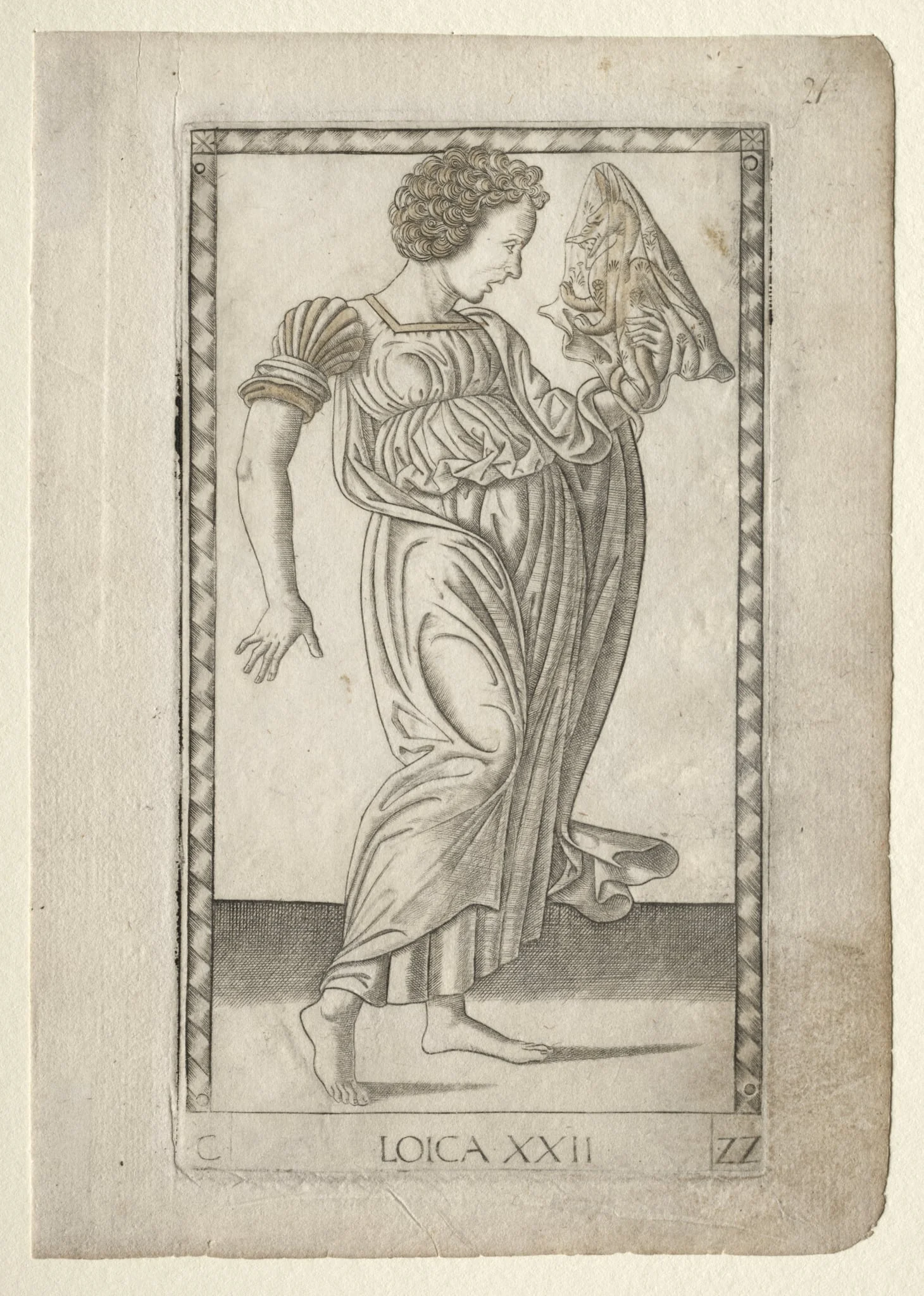 Logic (from the Tarocchi, series C:  Liberal Arts, #22), by Master of the E-Series Tarocchi, 1467
